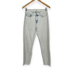 L’AGENCE‎ Women’s Mid Rise Raw Hem Tapered Leg Acid Wash Jeans Size 25